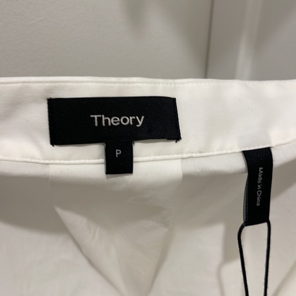 NWT Theory Joscla Blouse Off The Shoulder Top Size Petite XS White Rand Light - Picture 3 of 16